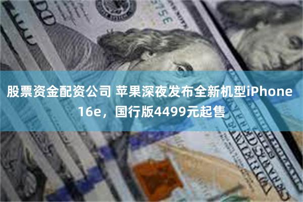 股票资金配资公司 苹果深夜发布全新机型iPhone 16e，国行版4499元起售