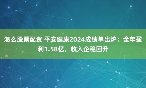 怎么股票配资 平安健康2024成绩单出炉：全年盈利1.58亿，收入企稳回升